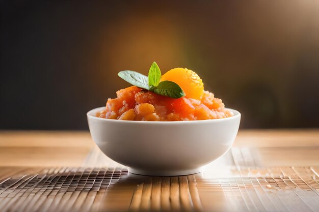 Foto uma tigela de comida com uma colher