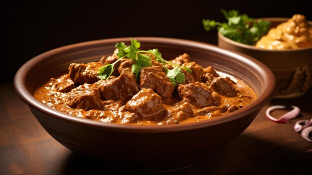 Uma tigela de curry de carne de vaca