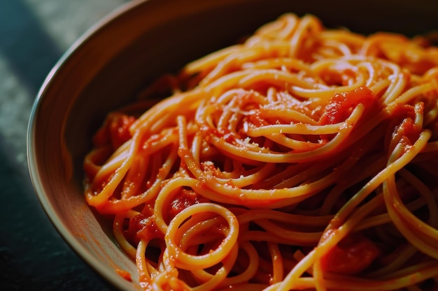 Foto uma tigela de espaguete com molho