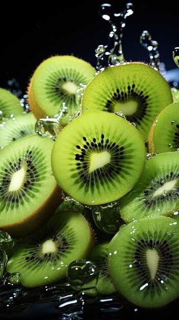 Foto uma tigela de frutas de kiwi com as palavras kiwi