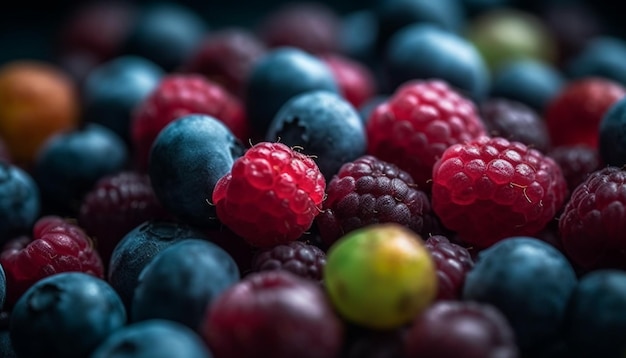 Uma tigela de frutas suculentas e maduras, uma sobremesa gourmet gerada por IA