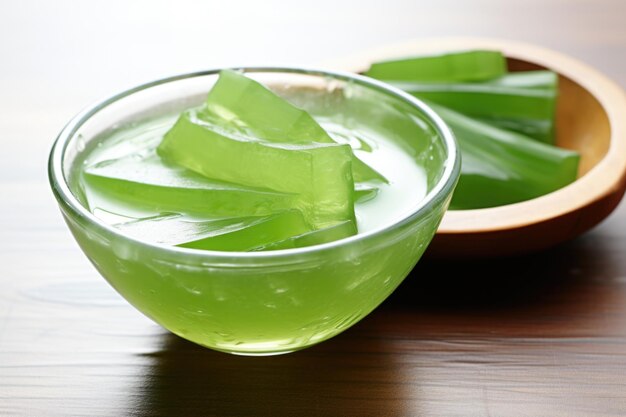 Uma tigela de gel de aloe vera