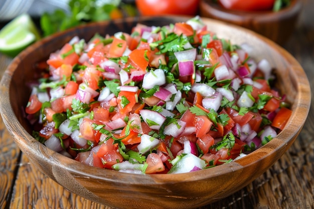 Foto uma tigela de pico de gallo para acompanhar os chilaquiles