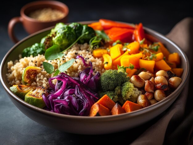 Uma tigela de quinoa, quinoa e salada de quinoa