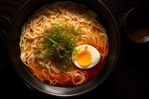 uma tigela de ramen com um ovo cozido