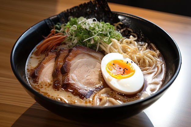 Uma tigela de ramen com um ovo no topo da IA generativa