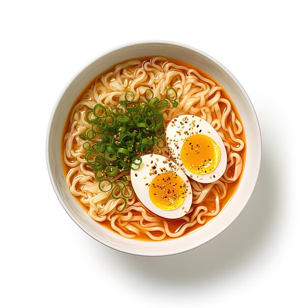 Foto uma tigela de ramen com uma tigela de macarrão e um ovo frito.