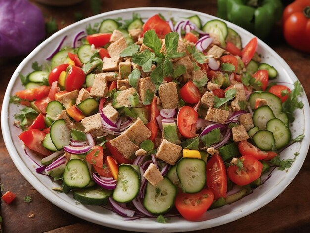 uma tigela de salada com pepino, cebola e pepino.