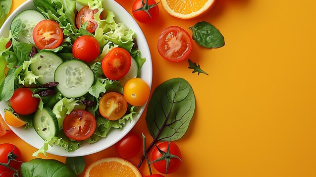 Uma tigela de salada com uma tigela de laranjas e uma tigella de salada