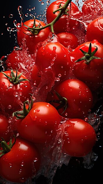 uma tigela de tomates com gotas de água