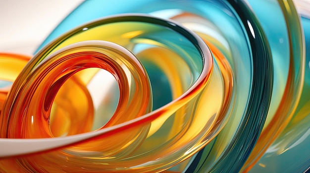 Uma tigela de vidro colorida com as cores do arco-íris ao fundo.