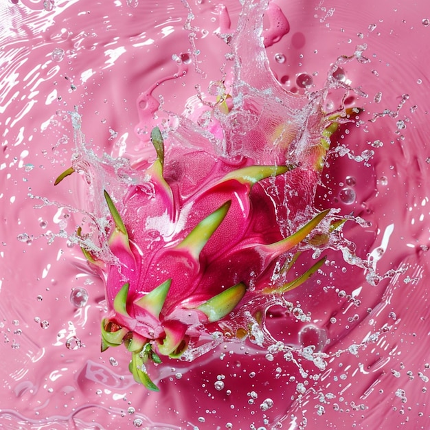 uma tigela rosa com água e flores nela