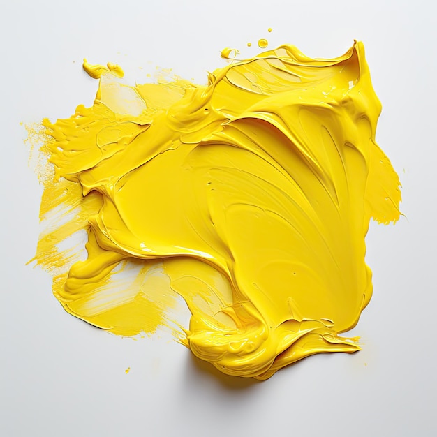 uma tinta amarela em uma superfície branca