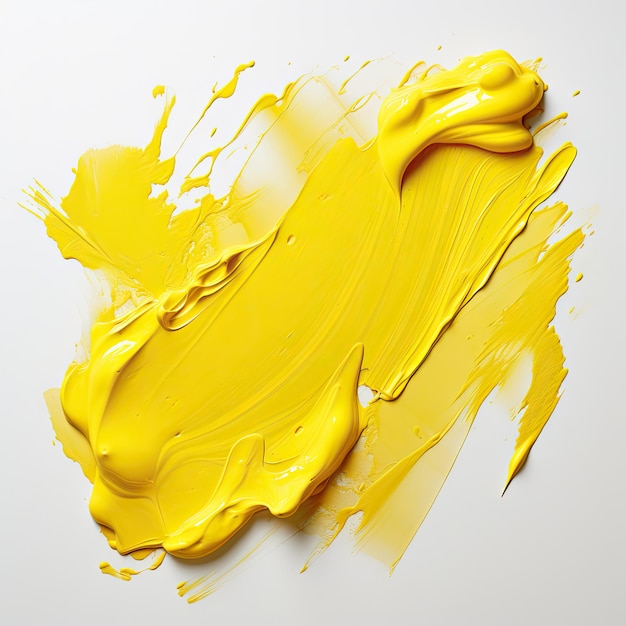 uma tinta amarela salpicada em uma superfície branca