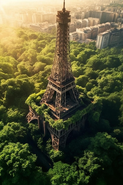 Uma torre eiffel em paris