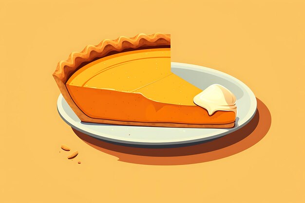 Uma torta de abóbora com uma fatia faltando ilustração minimalis