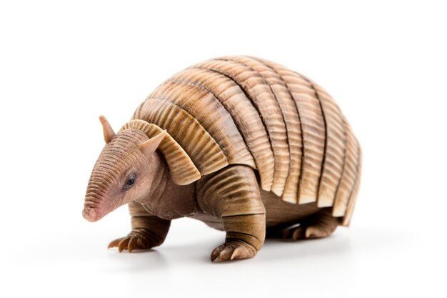 Uma única estatueta de armadilo isolada em fundo branco