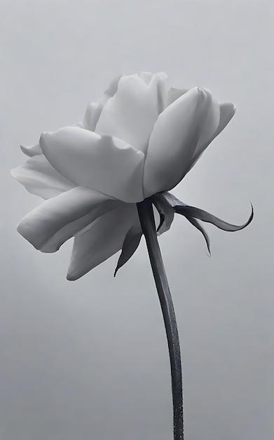 Uma única flor com fundo cinza