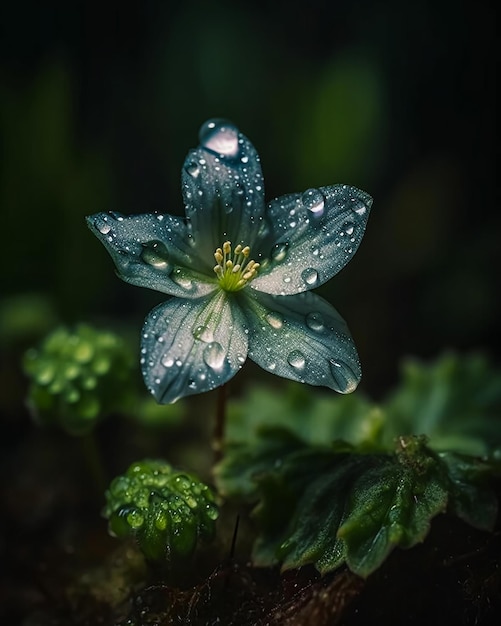 Uma única flor de estrela da floresta Generative AI