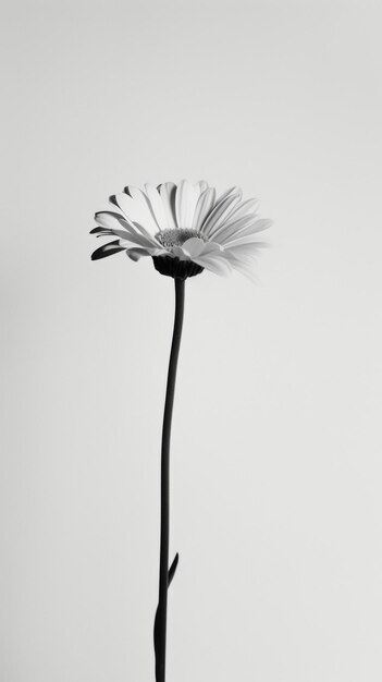 Uma única flor em preto e branco