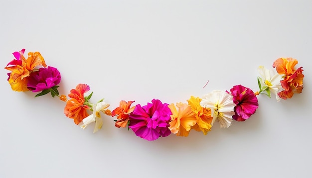 Foto uma única guirlanda mínima feita de flores brilhantes