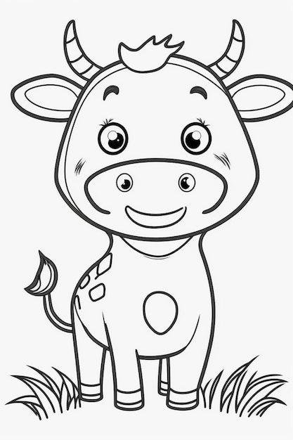 uma vaca de desenho animado com nariz grande e nariz grande gerador de IA