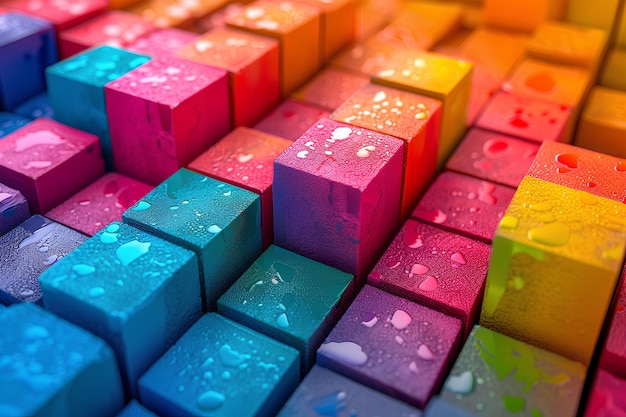 Uma variedade colorida de cubos