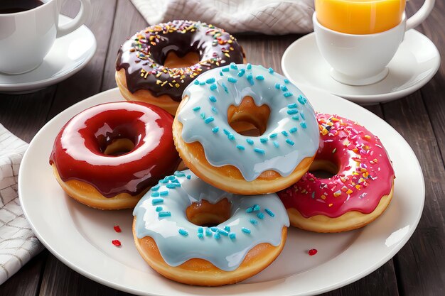 Foto uma variedade colorida de donuts esmaltados