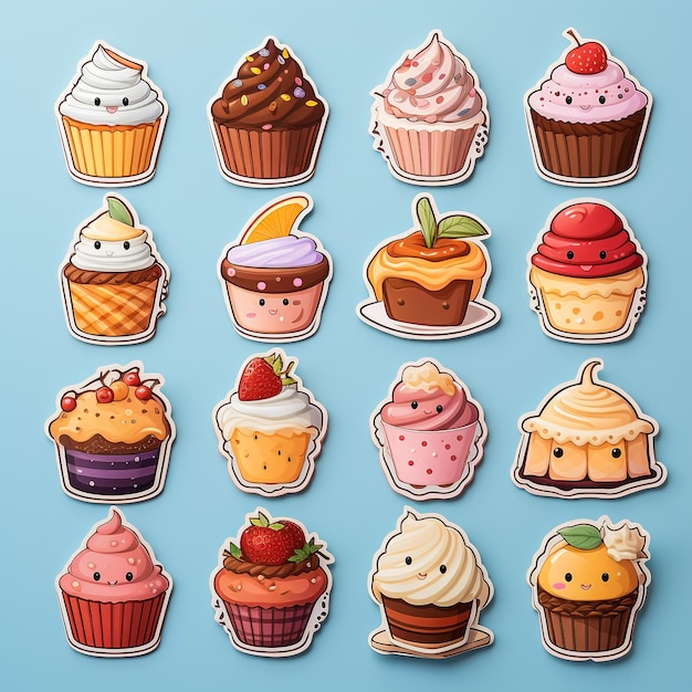 Foto uma variedade de cupcakes em fundo rosa