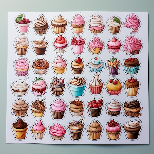 Foto uma variedade de cupcakes em fundo rosa