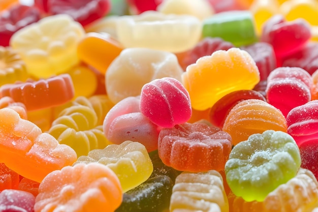 uma variedade de doces são exibidos em uma tigela