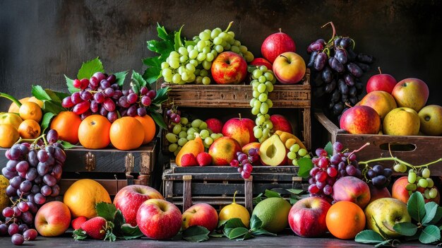 Uma variedade de frutas em uma mesa