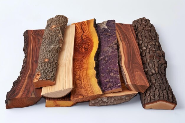 Foto uma variedade de tipos e cores de madeira