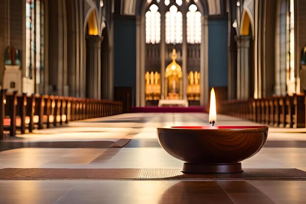 Foto uma vela acesa em uma igreja