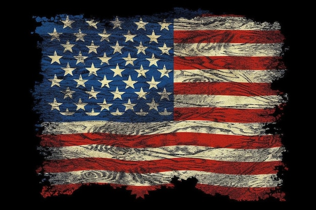Foto uma velha bandeira americana com uma aparência suja generativa ai