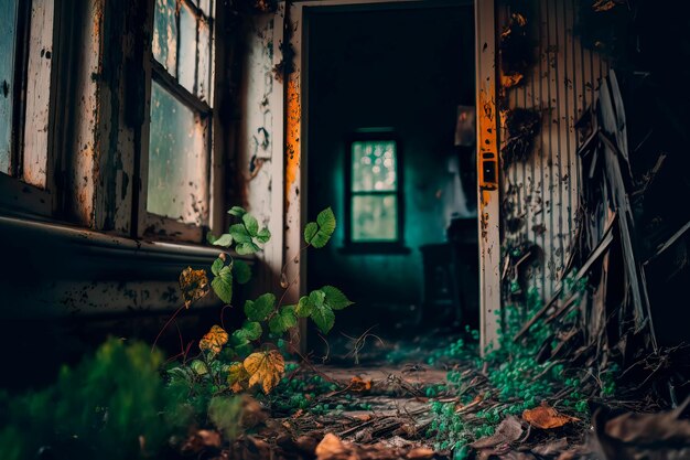 Foto uma velha casa abandonada desmoronando tradicional casa de madeira generative ai