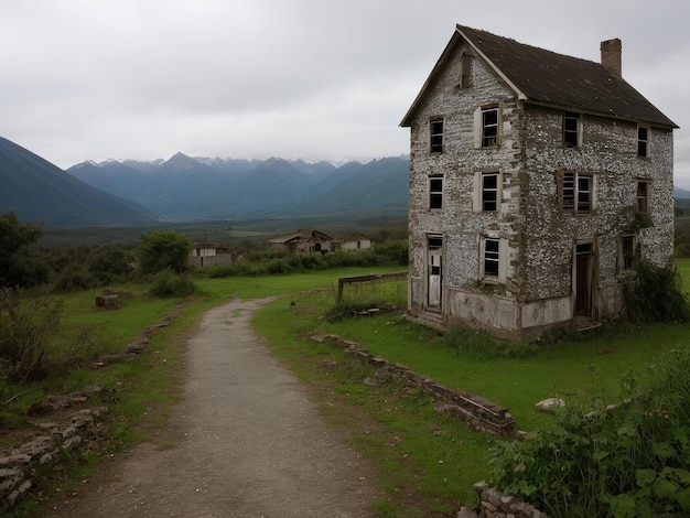 Uma velha casa dilapidada Paisagem dramática