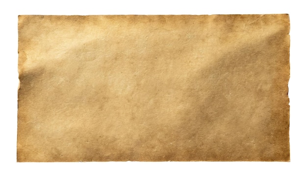 Foto uma velha folha de papel medieval de maquete marrom no fundo isolado branco