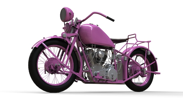 Uma velha motocicleta rosa dos anos 30 do século 20