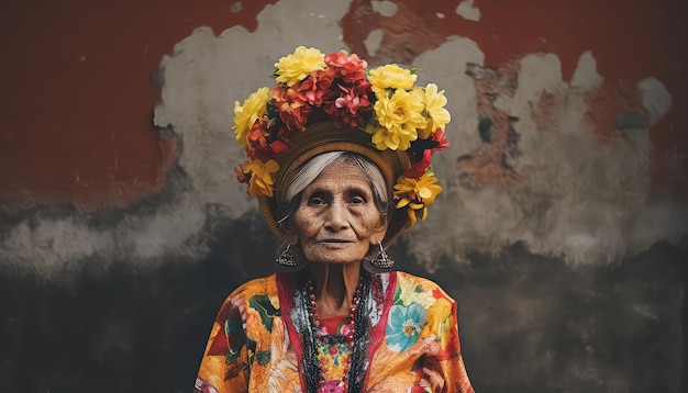 Uma velhota mexicana durante o Dia dos Mortos no México