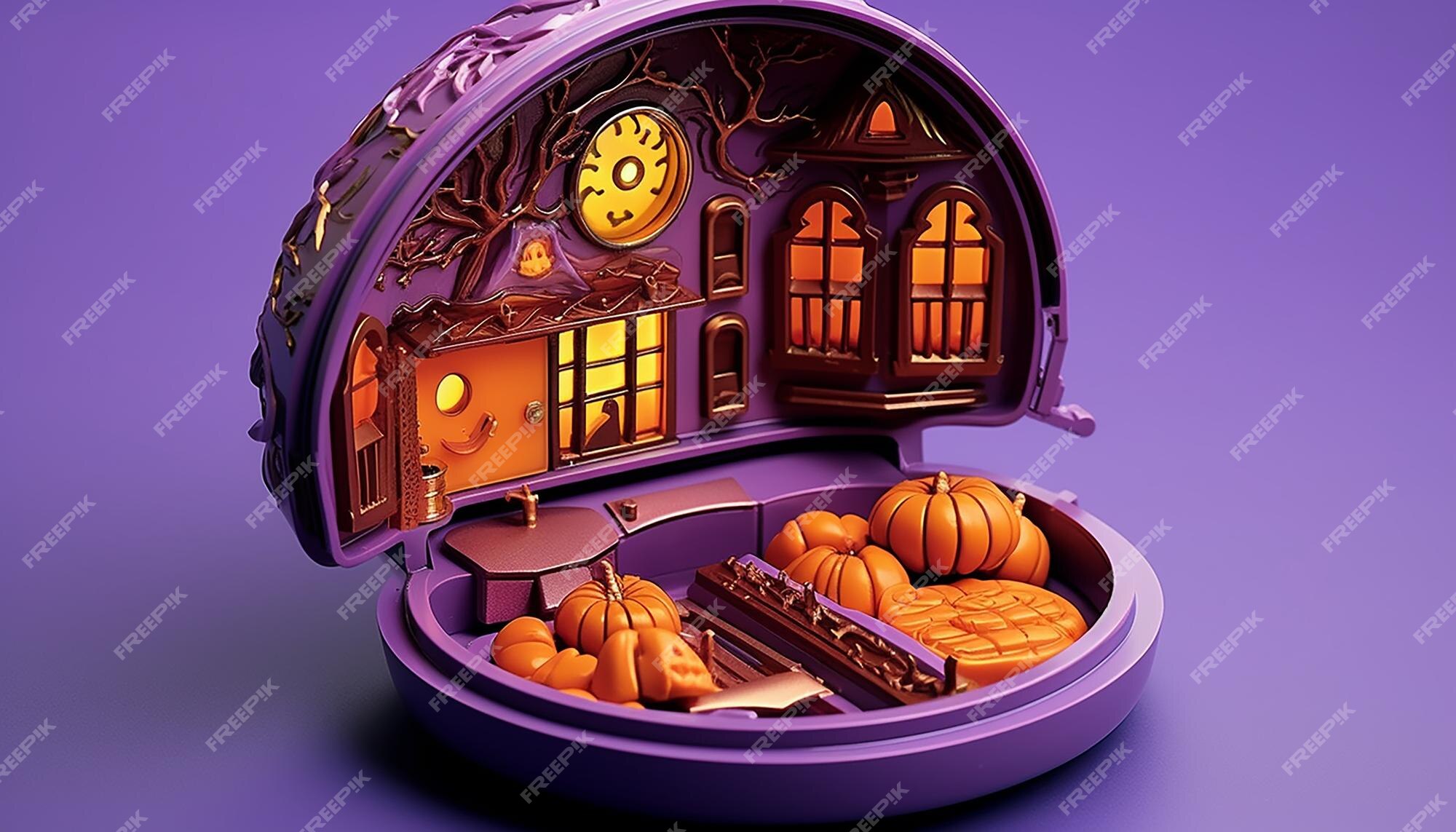 Uma versão de halloween de um brinquedo compacto polly pocket