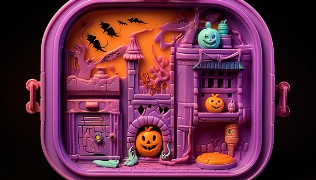 Uma versão de halloween de um brinquedo compacto polly pocket