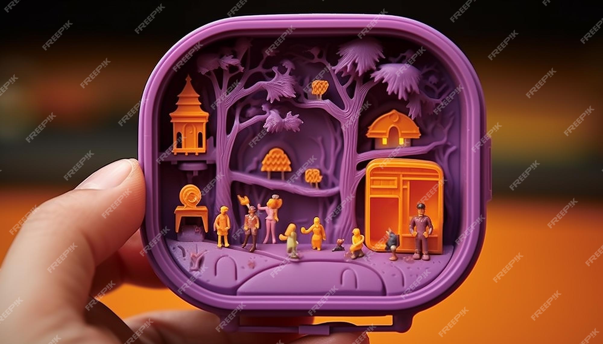 Uma versão de halloween de um brinquedo compacto polly pocket