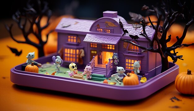 Foto uma versão de halloween de um brinquedo compacto polly pocket