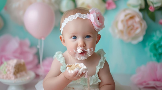 Uma viagem alegre capturando a celebração do primeiro ano de um bebê em um formato requintado