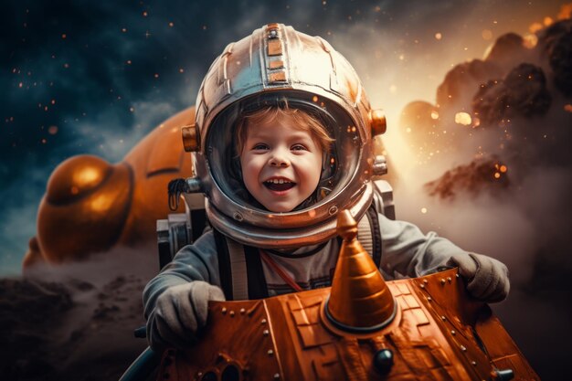 Uma viagem de aprendizagem Uma aventura de astronauta infantil para a escola