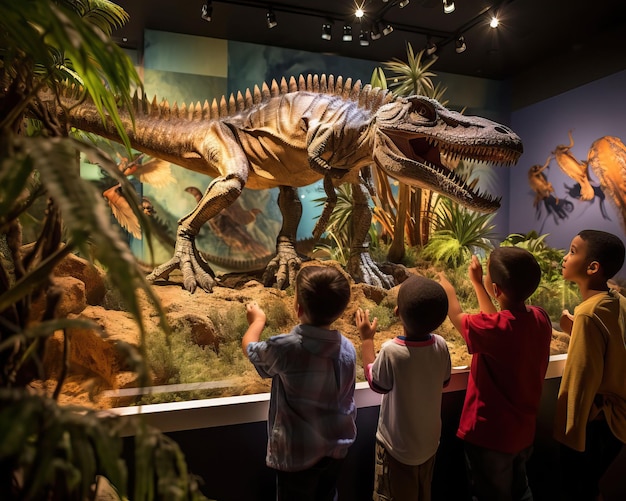 Uma viagem de campo a um museu local estudantes explorando ansiosamente as exposições e aprendendo sobre a história