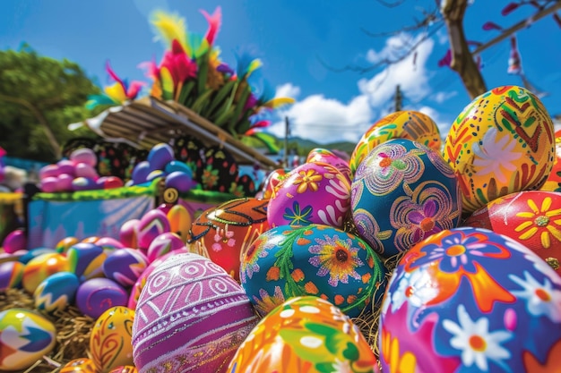 Uma vibrante exibição de alegria da Páscoa com saudações de Feliz Pascoa no Brasil