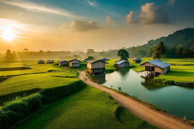 Uma vila na selva de laos