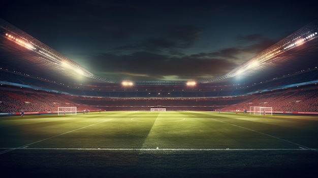Uma visão cativante de um estádio de futebol vazio IA generativa